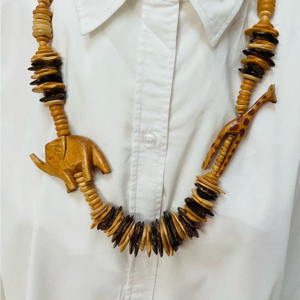 Unique Wood Beaded Necklace